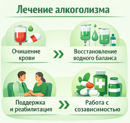 лечение алкоголизма в Полевском этапы